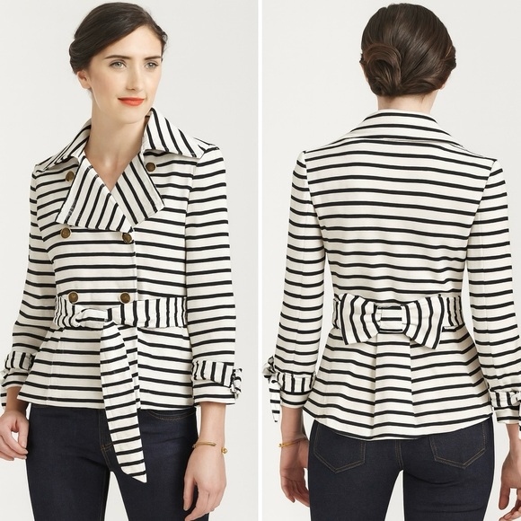 Kate Spade New York “Start a New Chapter” Stripped Belted Jacket Size Small